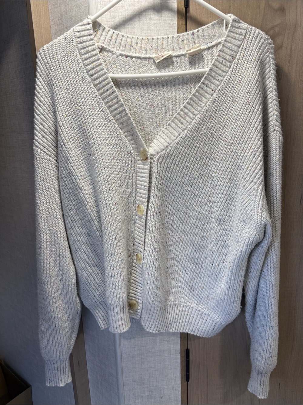 Levi's Ivory Speckled V-Neck Button Cardigan